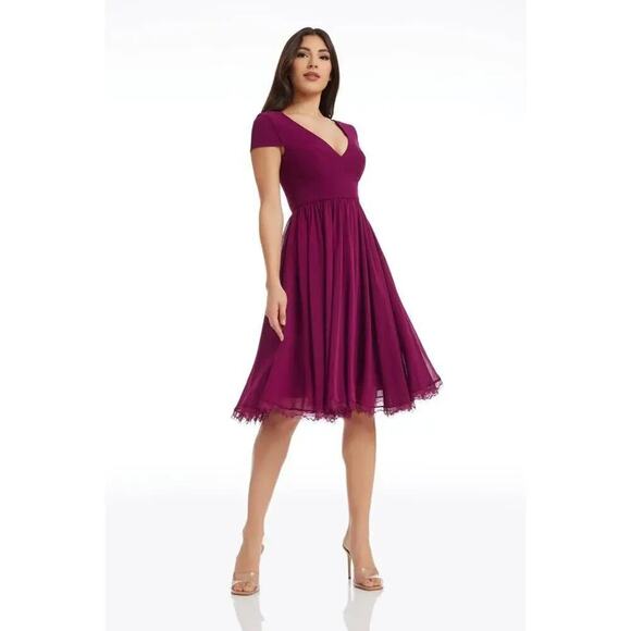Dress The Population Corey Dress Magenta Maroon XXS NWT - Picture 1 of 6